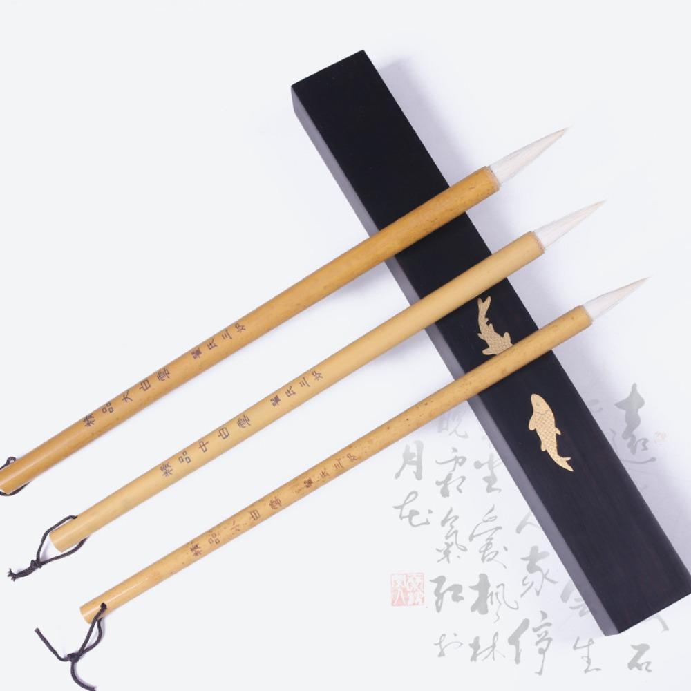 3pcs Wolf Hair Chinese Calligraphy Brush Natural Writing Brush Chinese Ink Brush  Running Script woolen