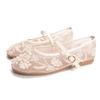 Fashion Embroidery String Bead Mesh Ballet Flats Women Fashion White Pearl Mary Jane Shoes Light Summer Flats Elegant Cozy Flat Sandals