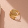 Golden Plated Abstract Feather Open Adjustable Ring for Women Modern Statement Jewelry Gift