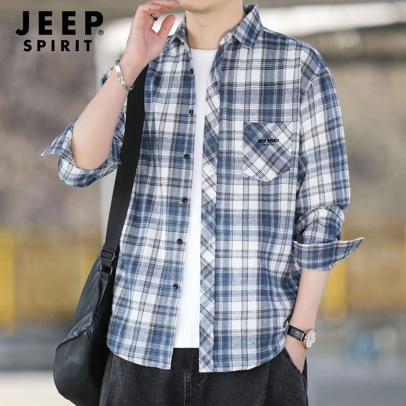 

JEEP SPIRIT Men s Casual Plaid Long Sleeve Shirt 3XL