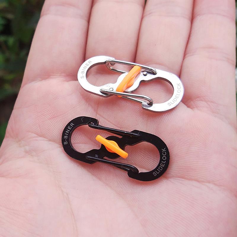 5Pcs Outdoor Camping Carabiner 8 Shaped S Buckle With Lock  Buckle Key-Lock Tool