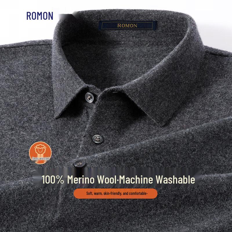 

Мужской свитер-поло из 100% мериносовой шерсти, машинная стирка XL