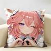 Yae Miko Genshin Impact Cushion Cover Natural Linen Organic Fabric DoubleSided Printing Room Sofa Decor Pillow Case