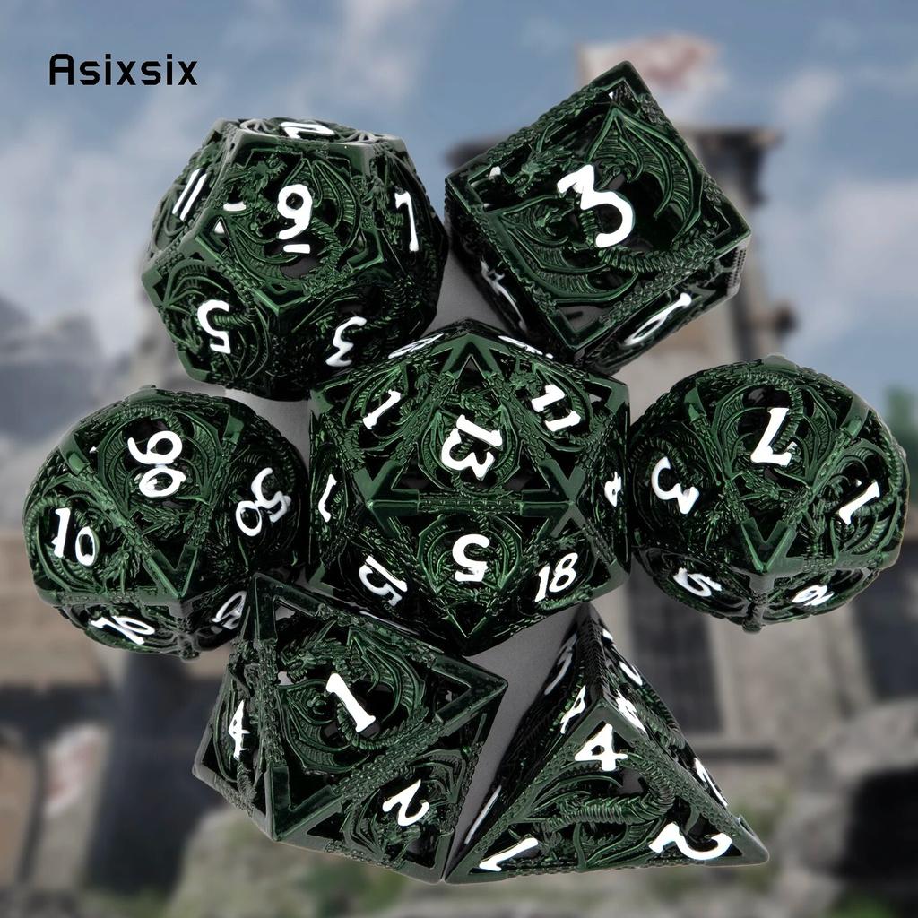 7 sztuk zielony biały smok metalowe kości smok pusty metalowy zestaw kości wielościennych nadaje się do odgrywania ról RPG gra planszowa gra karciana