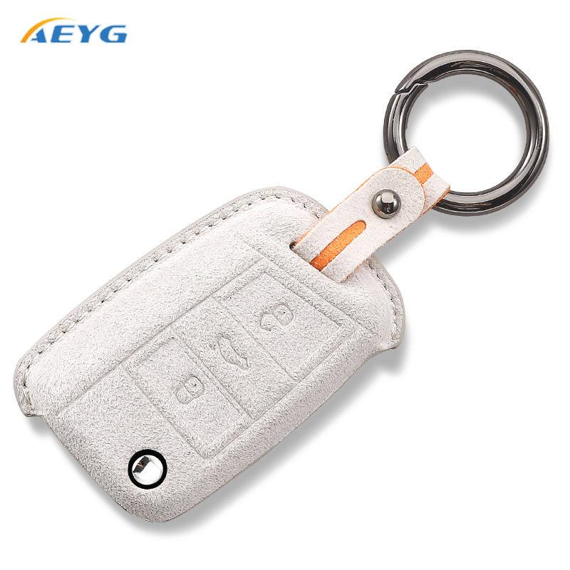 Leather Car Key Case Cover Shell Fob For Vw Volkswagen Golf 7 Mk7 Tiguan Mk2 For Seat Ateca Leon Fr 2 Ibiza Key Fob Accessories