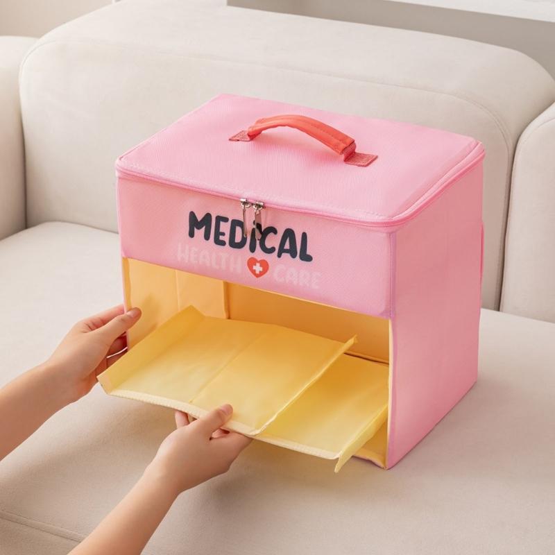 Portable Hand Carry Medicine Storage Box Foldable Multiple Drawer Compartment for Organized Home Use