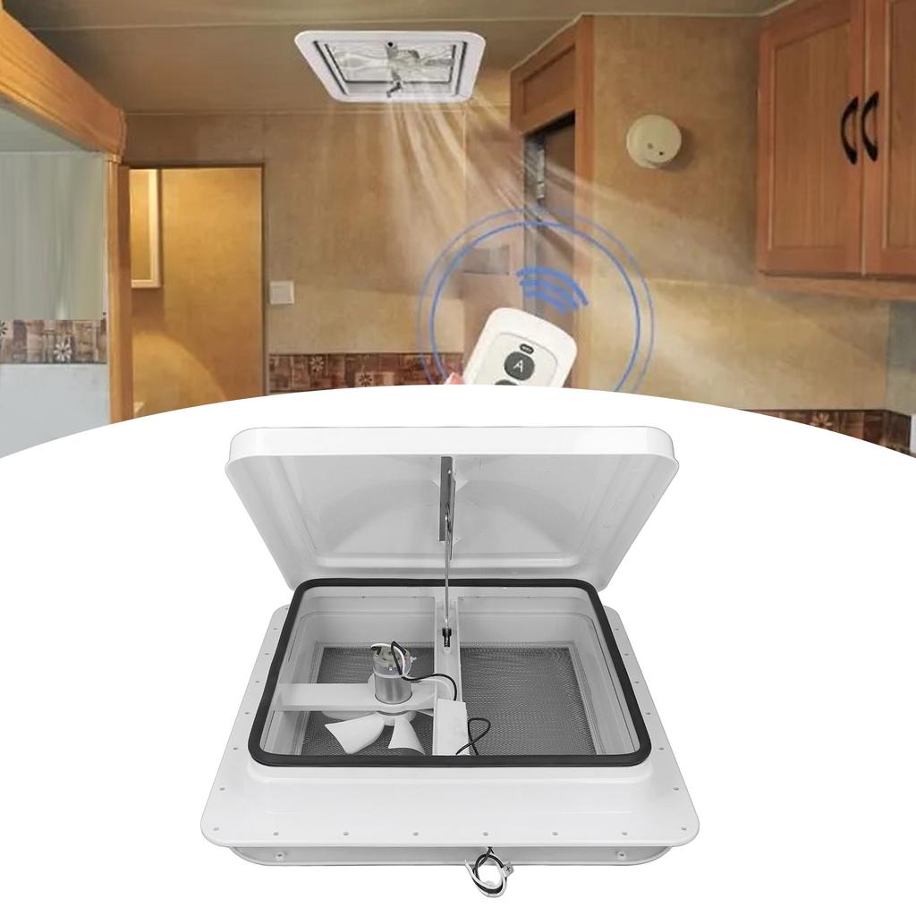 14 Inch Roof Vent Fan with 12V Motor Reversible Remote Control Exhaust Ventilation Fan for RV Traile