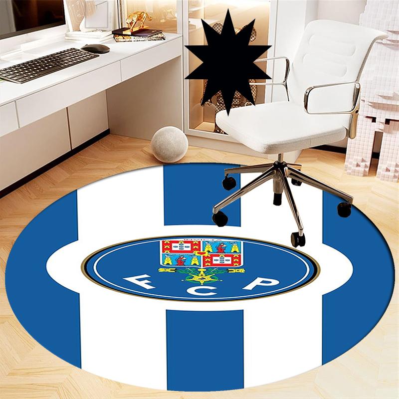 FC Porto Printed Round Rug Carpet Chair Rug Area Rug Entryway Doormats,for Office Chair Living Room Bedroom Kitchen Room.