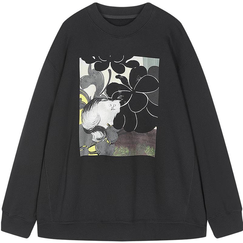 JNBY 2025 Autumn Floral Print Loose Pullover Sweatshirt