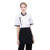 Chef Uniform Chinese Stand-Up Collar Short Sleeve Unisex Chef Tops with Practical Button Closure Color Matching Functional Pocket Restaurant Kitchen
