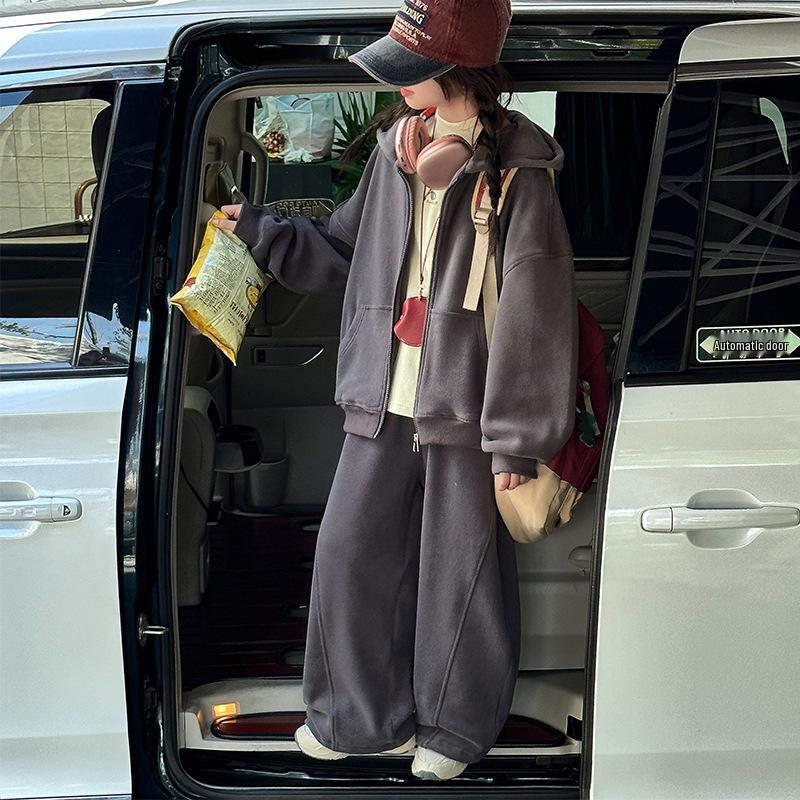 Girls' 2025 Winter Fleece Two-Piece Hoodie Set - Cozy, Stylish, and Sporty