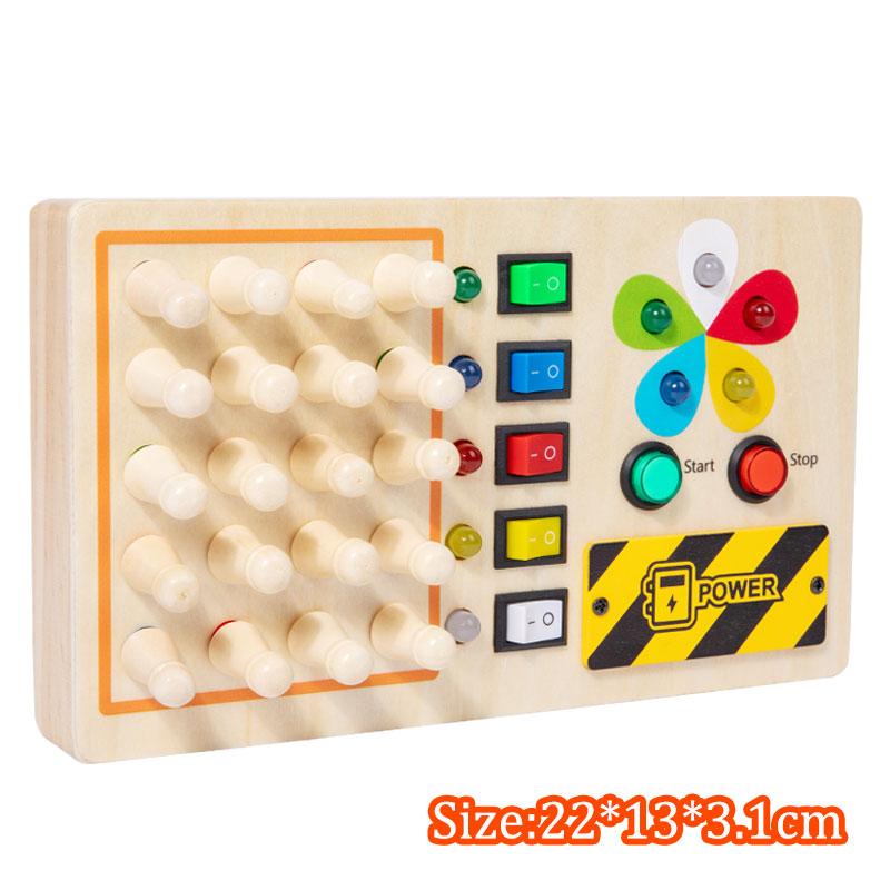 2 in 1 Montessori Busy Board Light Switch Games Toddlers Sensory Manipulation Board Parish Learning Activity Wooden Children Toy