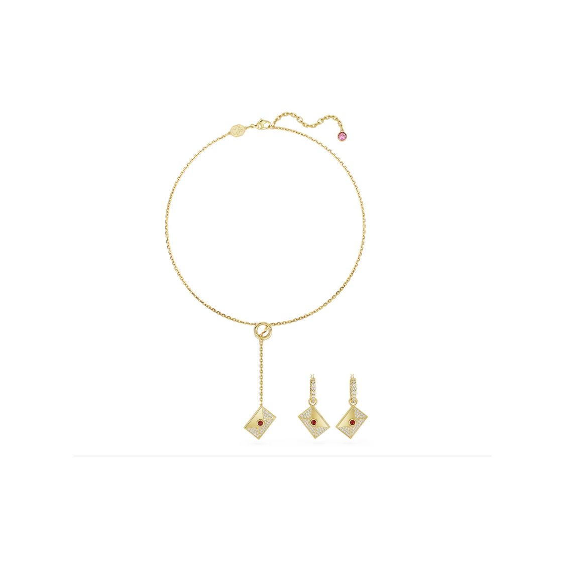 Swarovski Letra Letter Set Earrings Imitation Crystal Necklace Women jewelry Pink 5665865 Pink,F