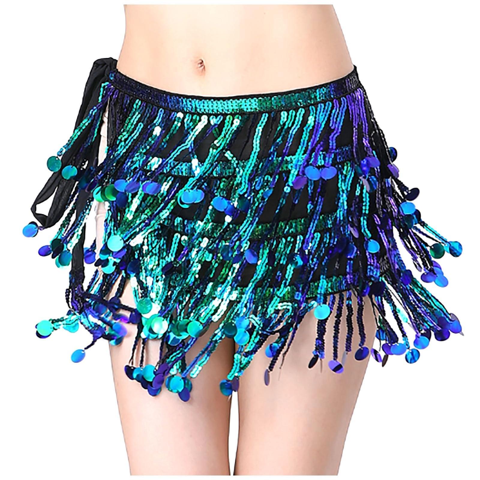 

Женская сексуальная юбка с высокой талией, расшитая пайетками, поясные аксессуары, шарф для танца живота с пайетками One Size