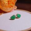New In  Inlaid Chinese Style Exquisite Ruyi Earrings for Women Natural Hotan Jade Green Stud Earings Banquet Jewelry