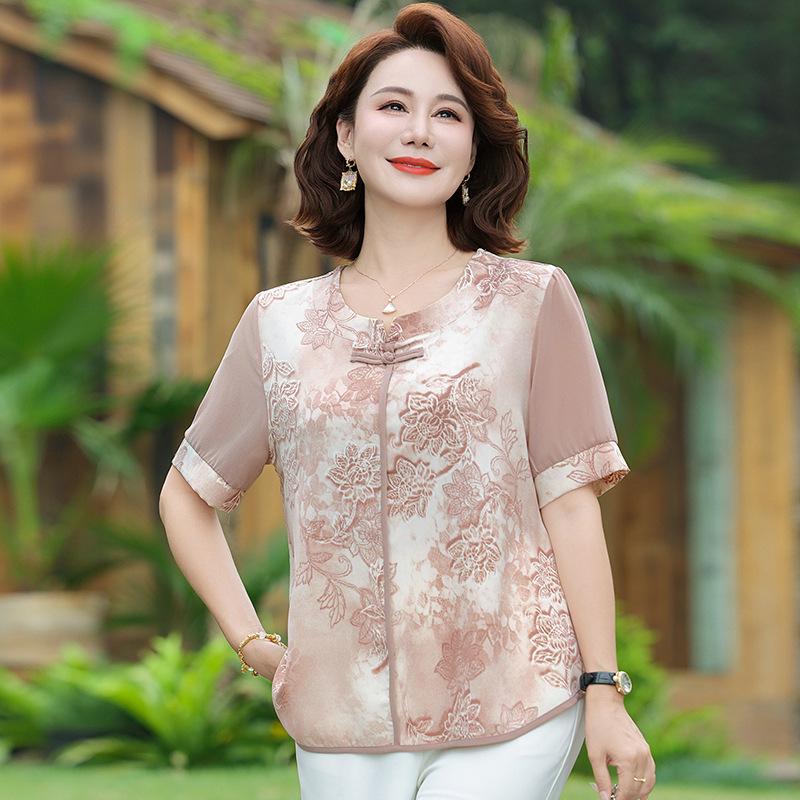 Mom's Summer Chiffon Short-Sleeve Top - Vintage Style 2026 for 50s & 60s