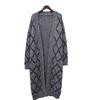 Autumn new long knee pocket sweater jacket lazy wind rhombus design temperament knitted cardigan women