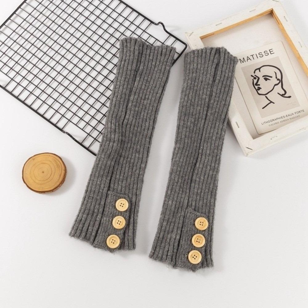 

New Solid Color Leg Warmers Thickened Harajuku Mid-Calf Sock Button Hosiery Women One Size сірий