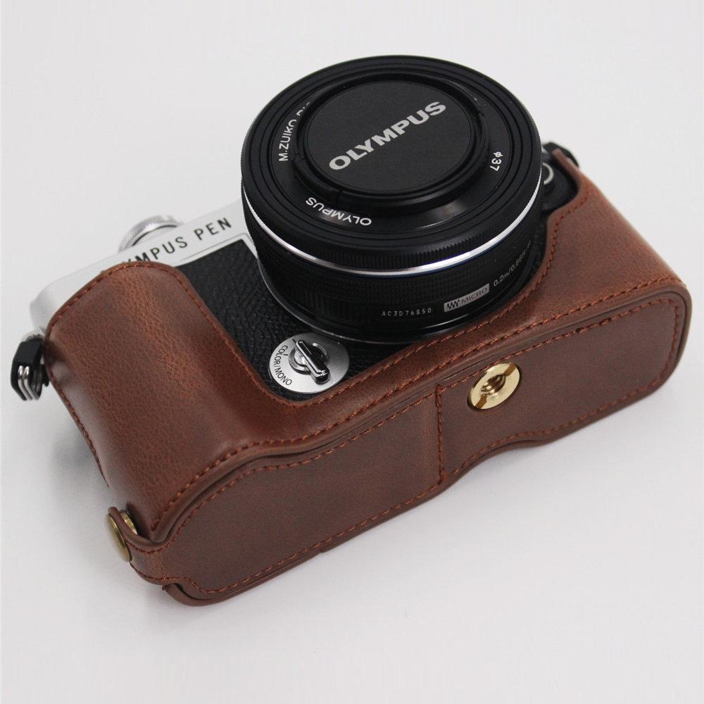 Kameratasche PU-Leder Halbkörpergehäuse Für Olympus PEN E-P7 EP7 Untere Abdeckung Batterieöffnung
