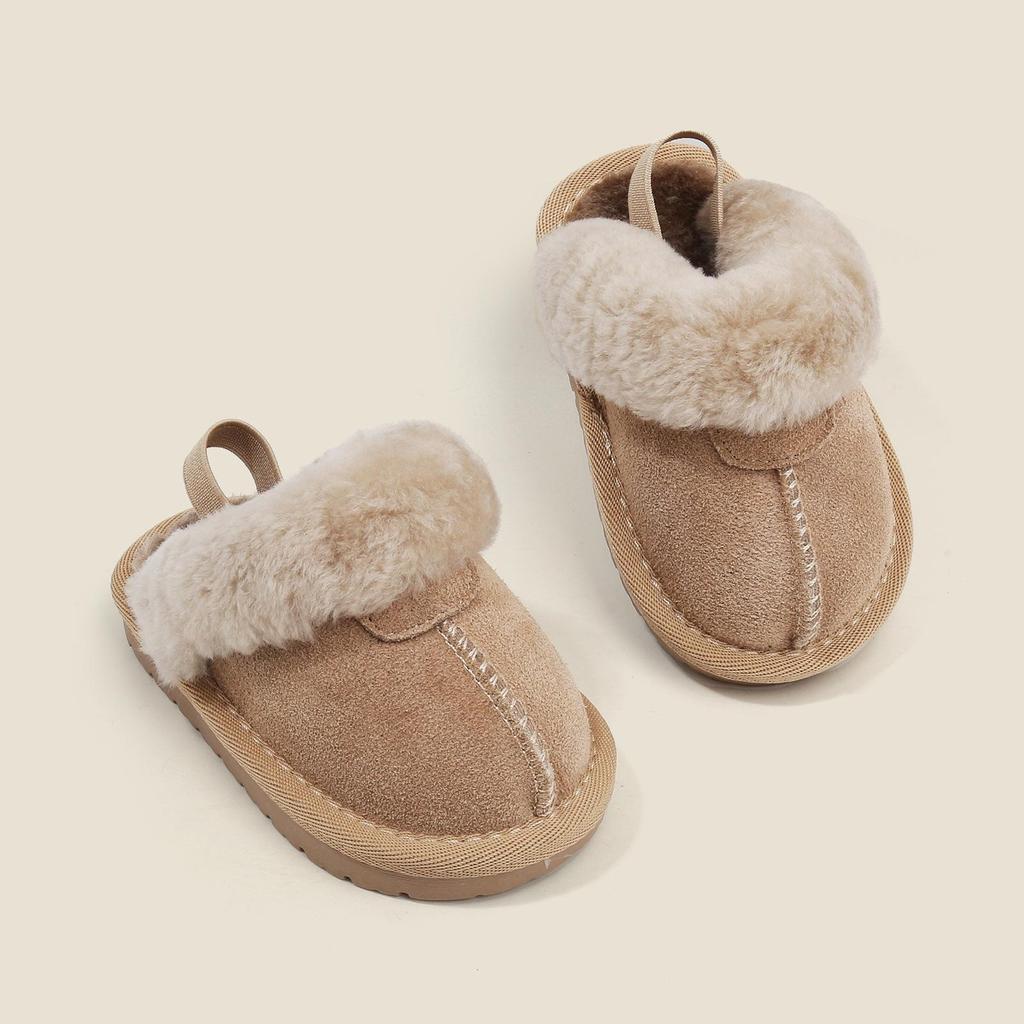 Fleece-Lined Cotton Slippers: Boys'/Girls' Toddler Walking Shoes, Warm Baby Pre-Walking Winter Footwear.
