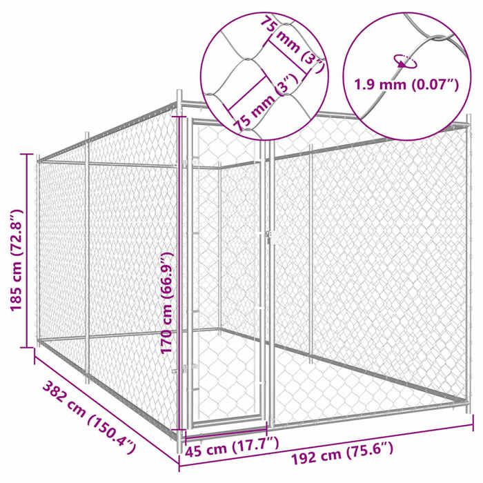 VidaXL Chenil d'Extérieur pour Chiens Enclos Cage Chiots Animaux Extérieur 145025