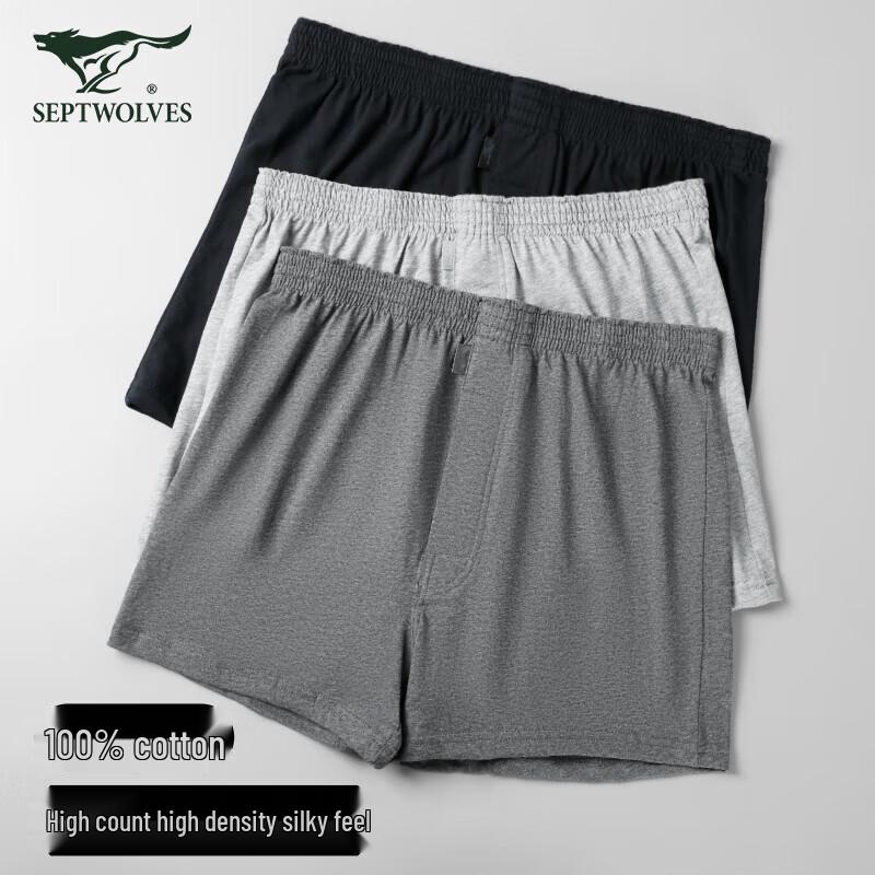 Septwolves Men's Pure Cotton Boxer Shorts (3-Pack)