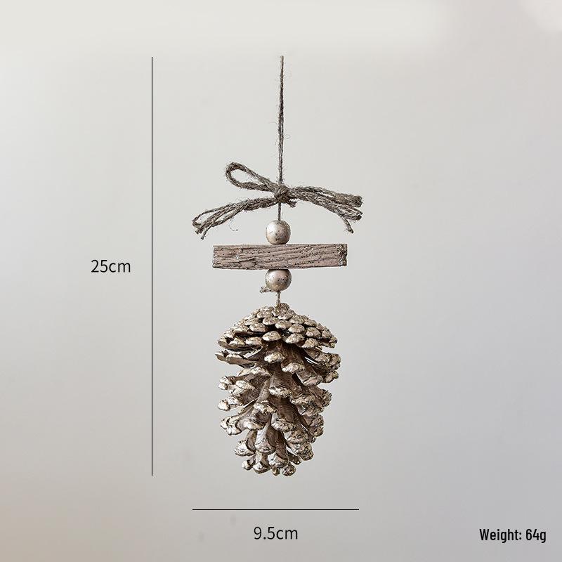 NUCHI Christmas Pine Cone String Ornaments & Wooden Bell Wind Chimes Decorations