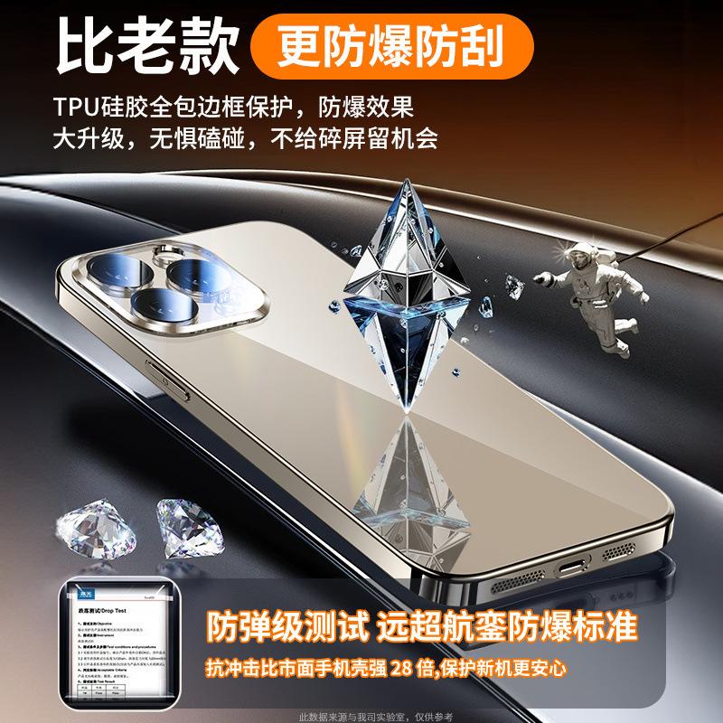 Applicable To iPhone11PROMAX Mirror Electroplated Glass Mobile Phone Case Apple 11 All-inclusive Lens Anti-drop Protective Case