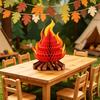 Fake Campfire Decoration 3D Paper Honeycomb Campfire Centerpiece Artificial Flame Folding