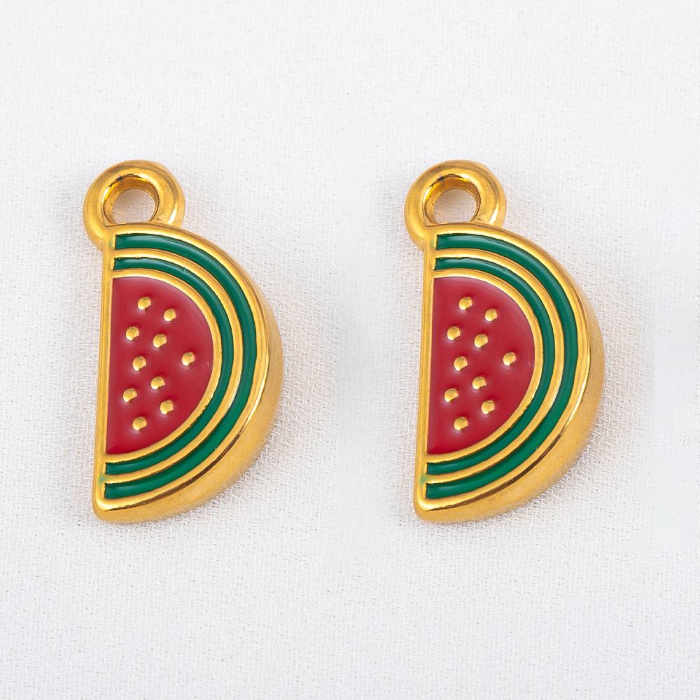 2pcs Stainless Steel Enamel Cute Strawberry Banana Corn Grape Cherry Charms Gold Plated DIY Bracelet Earrings Jewelry Findings