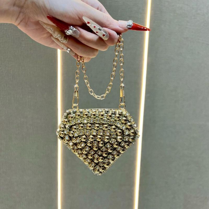 Mini Purse with Red Ribbon for Ladies, Stylish and Versatile, with Diamond Accessories Bag