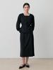 LE STUDIO Tie-Waisted Blouse & Skirt Set (Bk)