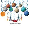 Astronaut Party Banner & Cake Topper Set with Rocket & Nine Planet Hanging Ornaments