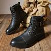 Autumn Winter Anti Slip Retro Man Leather Boots Lace Up High Top Ankle Boots Outdoor Men Martiin Boot Side Zipper Tooling Boots