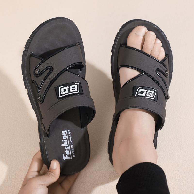 

Мужские 2025 Водонепроницаемые кожаные пляжные сандалии на толстой подошве: Мягкие и нескользящие сандалии и шлепанцы двойного назначения 43 [Runs a Size Small]