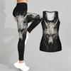 Fierce Wolves  Pattern Print Yoga Outfit for Women Fashion Workout Leggings Fitness Sports Casual Yoga Set Sports Suit