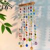 Garden Porch Hanging Pendant Crystal Suncatchers, Window Crystals Suncatcher, Colorful Glass Beads Chain Bead Decoration Wind Chimes for Outdoor Home