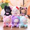 Prayer Bear Cute KT Cat Keychain Plush Toy, Super Soft Short Plush Doll, 14cm, Pink White Blue Leopard Purple Black
