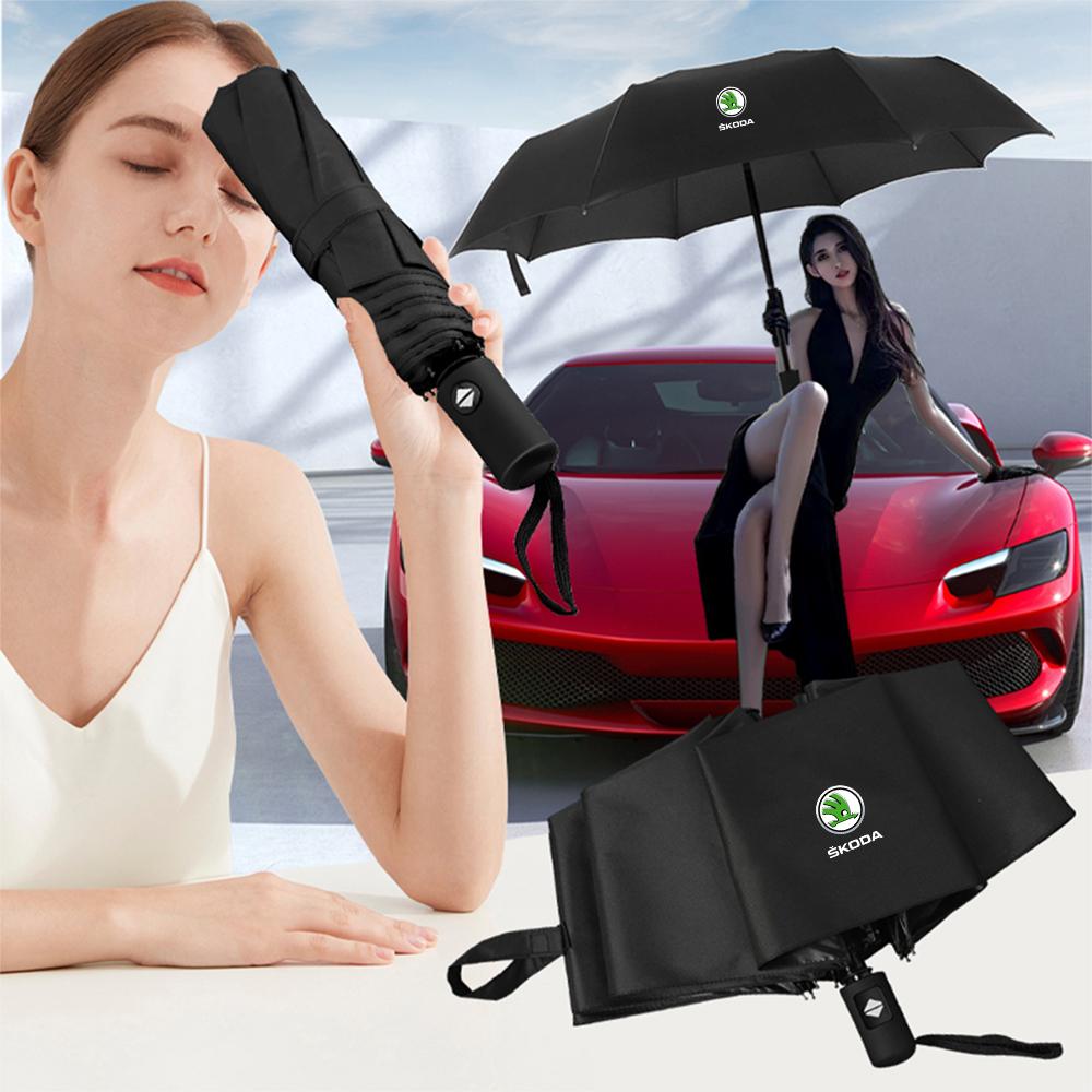 LQP4 12 Bone Fully Automatic Umbrella UV Resistant Folding Umbrella For Skoda Octavia A5 A2 VRS Vision Kodiaq Rapid Fabia VII Superb