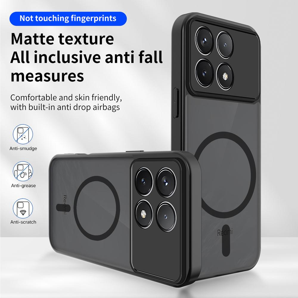 KEYSION Magnetic Phone Case for Xiaomi POCO F8 Pro Silicone+PC Matte Translucent Clear Shockproof Back Cover for POCO F8 Ultra