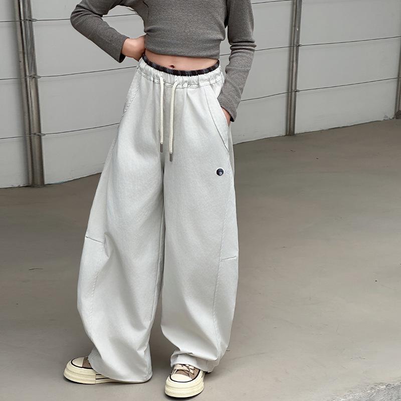 

Модные осенние спортивные штаны для девочек 2025: Рисунок «рыбья кость», корейский расслабленный крой, стиль «сцимитар» 130cm