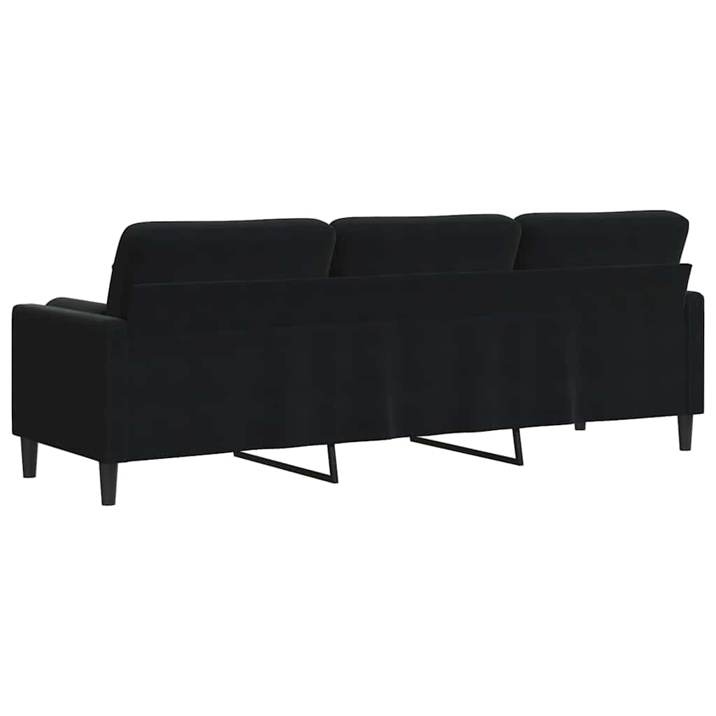 3 Seater Sofa with Decorative Cushions Black 210 cm Velvet