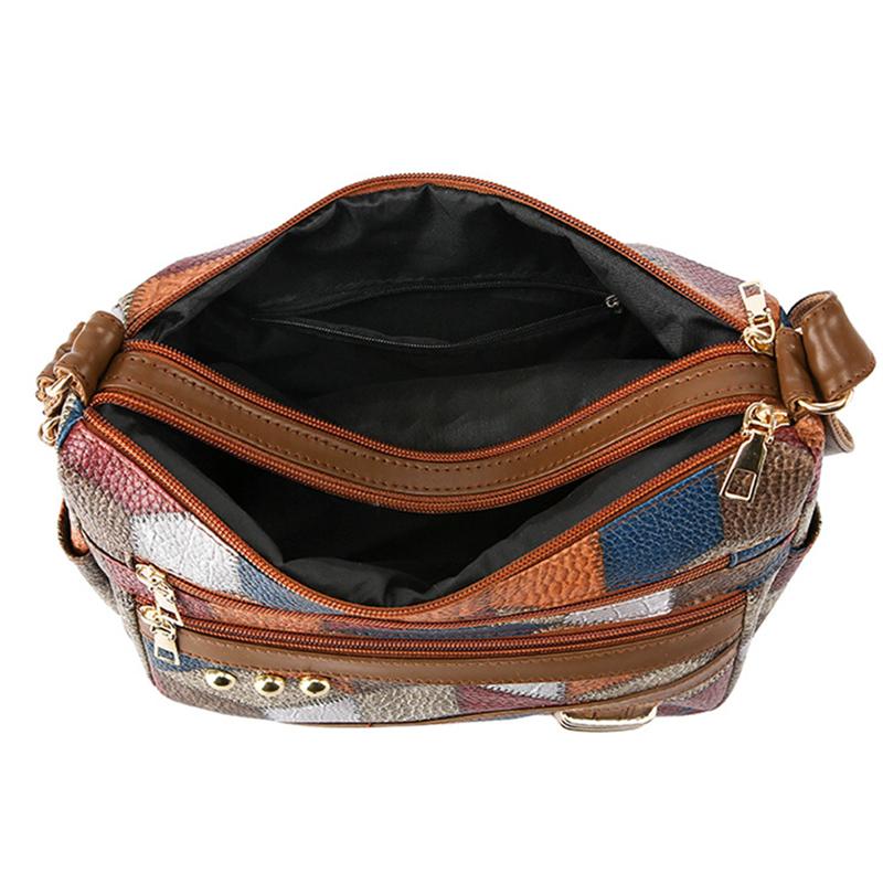 Versatile Middle-aged Women's Bag Cross-border Women's Soft Leather Backpack New Fashionable 3D Lattice Large-capacity Messenger Bag