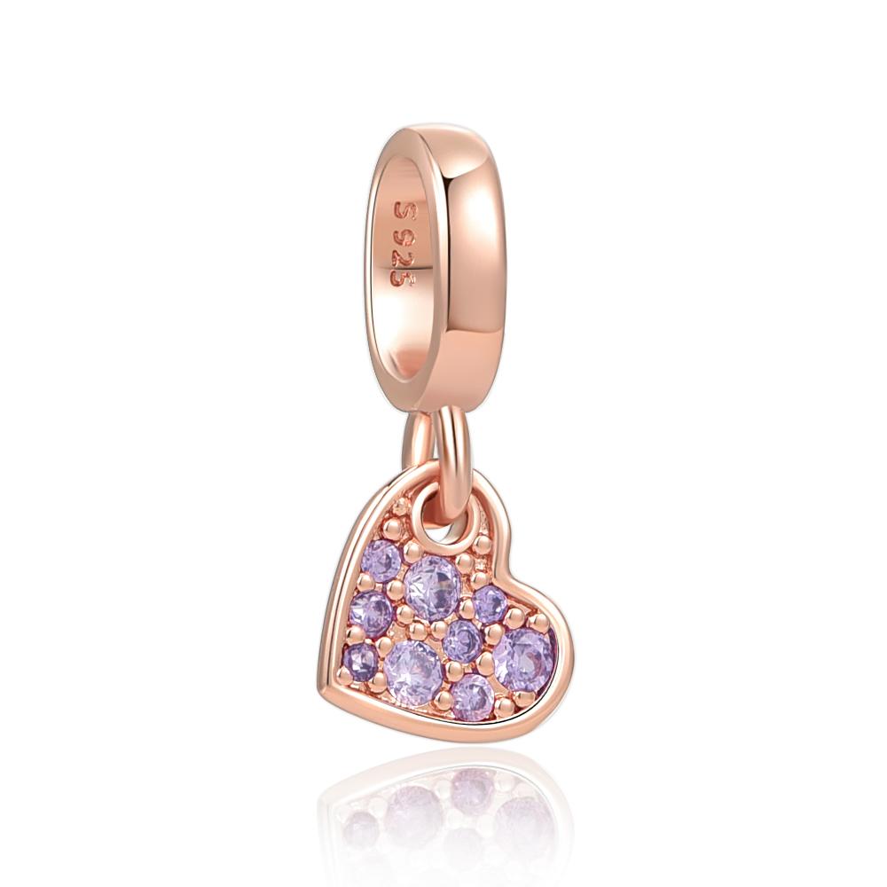 Rose Gold Series Heart-Shaped Beads Pendants Flower Clip Copper Appropriate For European Genuine Bracelets Do-It-Yourself Elegant Jewellery