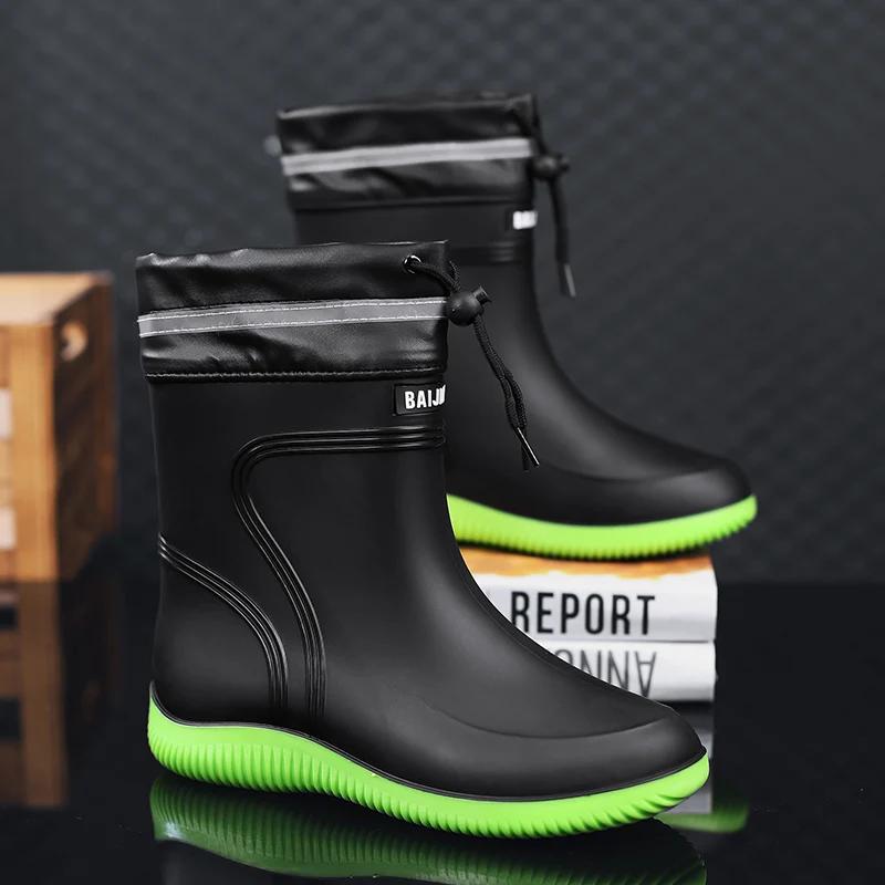 

Rain Shoes Male s Water Boots Men s Waterproof Rainproof Boots Four Season Soft Soles Non-slip Comfort Outdoor Work Water Shoes 39