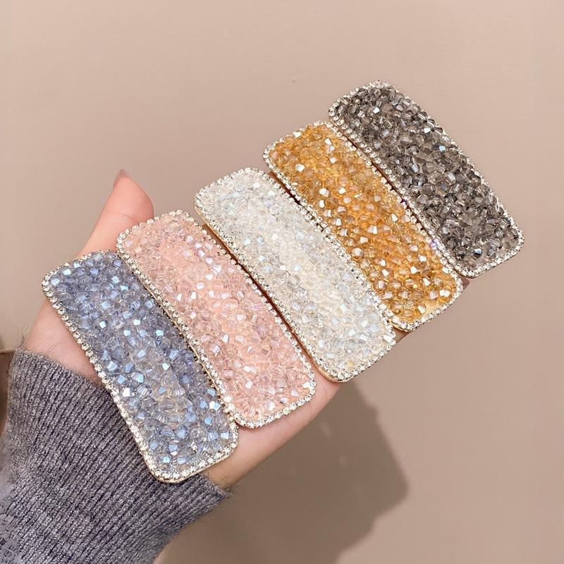 Fresh Rhinestone Crystal Sparkling Hair Clips, Bang Clips, Fashionable Side Clips, Bb Clips, Hair Accessories