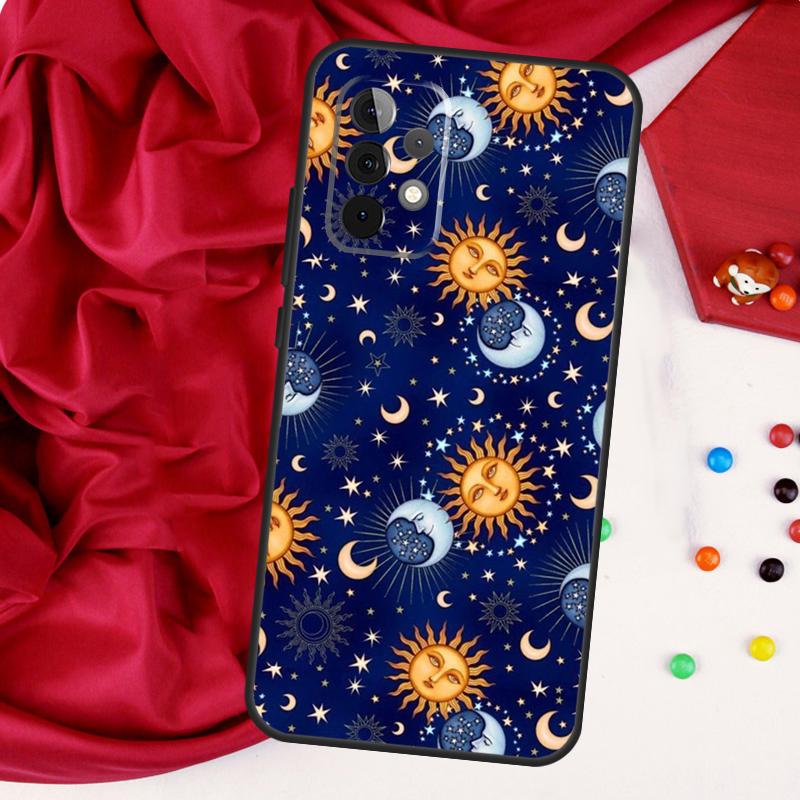 Vintage Moon and Sun Stars For Samsung Galaxy A15 A55 A53 A33 A35 A22 A32 A52 A54 A34 A14 A56 A36 A26 A16 A05 A06 Case