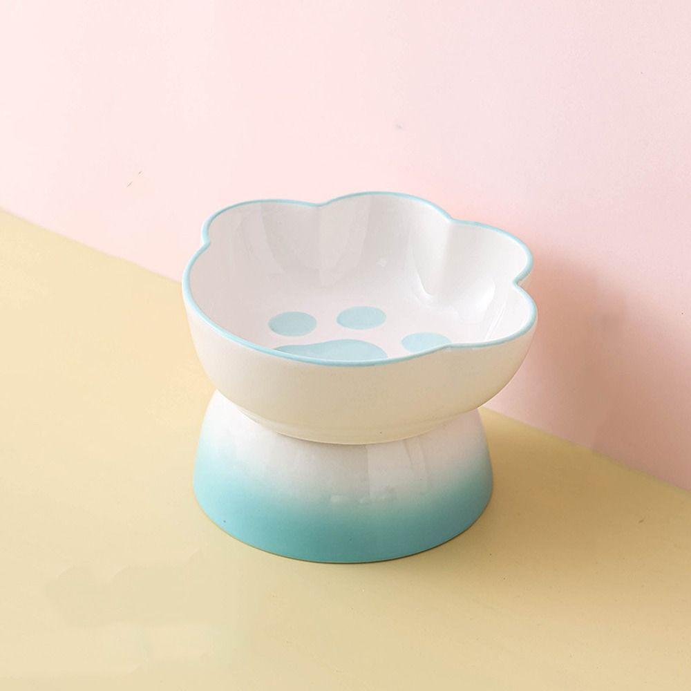 Slanted Dog Food Bowl High Foot Pet Feeder Cute Ceramic Cat Bowl  For Cats Dogs