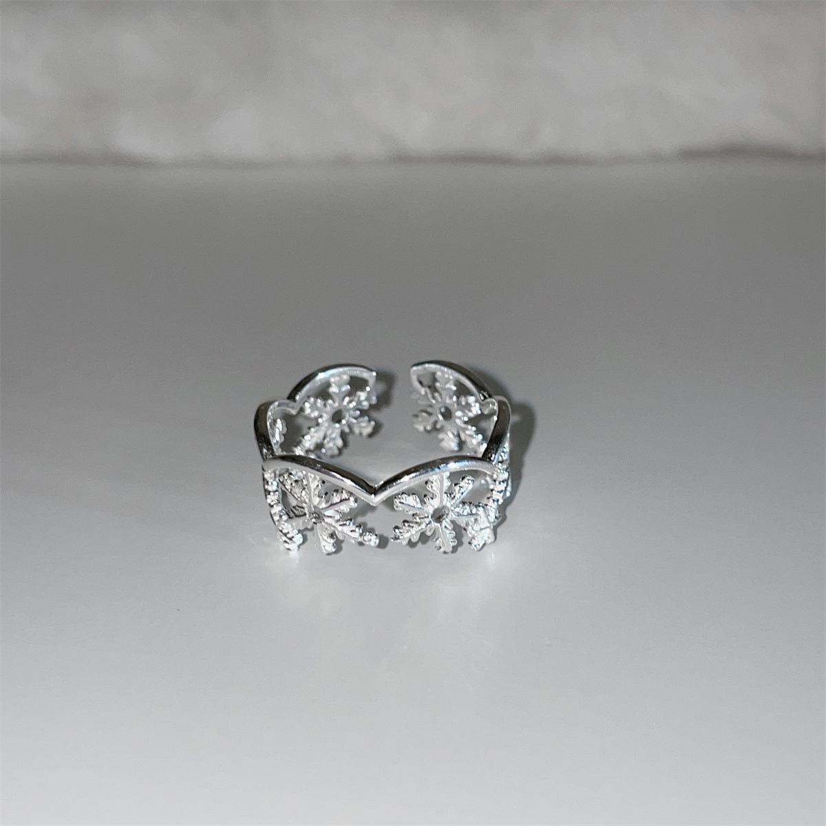 

Кольцо со снежинкой из стерлингового серебра 925 пробы, женское, осенне-зимнее, изысканное, высококачественное, кольцо на указательный палец, универсальное, модное, новое, трендовое кольцо opening adjustable