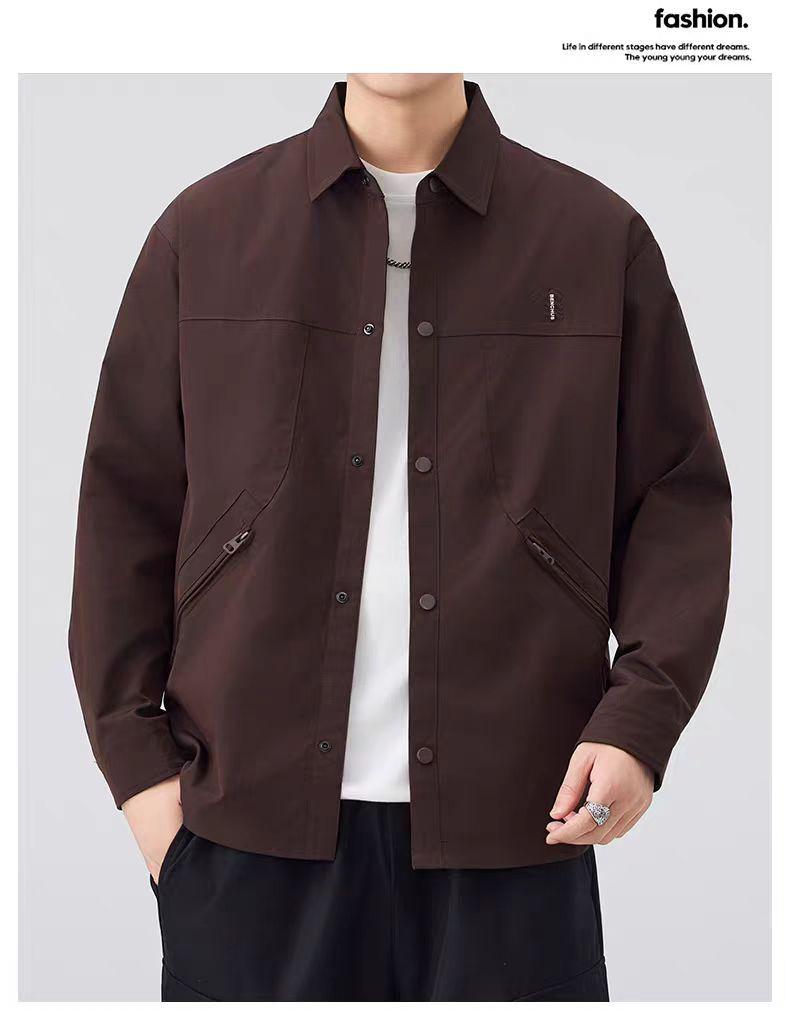 2025 Autumn Men's Japanese Retro Workwear Jacket: Casual Trendy Lapel Outerwear with High-End Feel